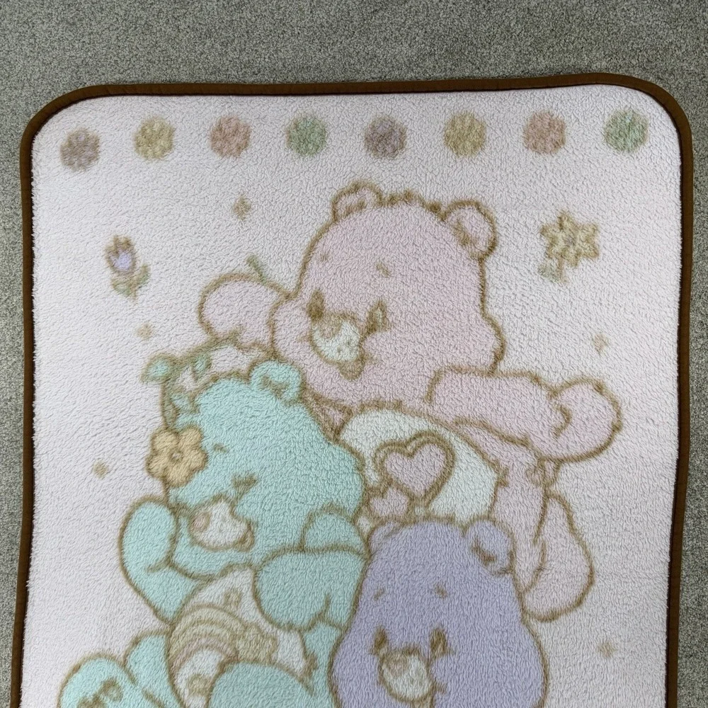 Vintage Care Bears Love A Lot Sweet Dreams Wish Plush Throw Blanket Pink 30x45